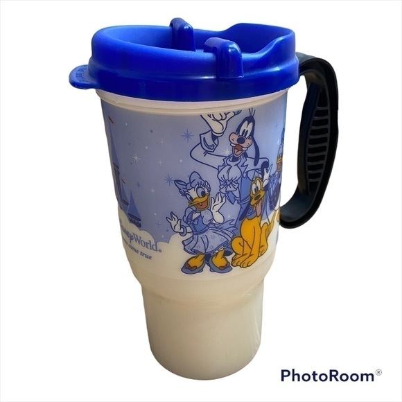 Walt Disney World Souvenir Cup Hot Cold Beverage Pluto Daisy Goofy Blue - Picture 1 of 7